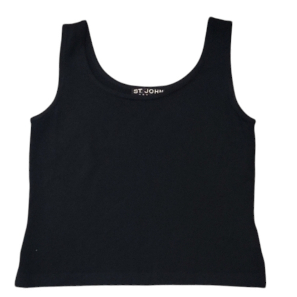 St. John Classic Santana Knit Black Tank Top